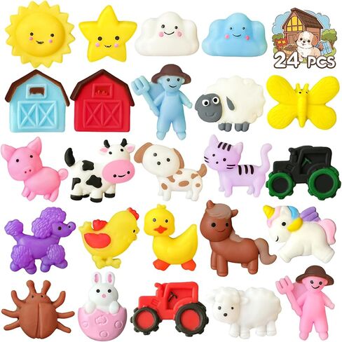 24 قطعة من ألعاب المزرعة موتشي الإسفنجية لتفضلات الحفلات، لعبة إسفنجية موتشيس للحيوانات للأطفال، لعبة تململ إسفنجية لحيوانات الحفلات لتخفيف التوتر، للبالغين، الحيوانات الأليفة المكتبية، حشوات البيناتا، حشو أكياس الهدايا in Kuwait