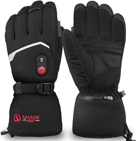 قفازات التزلج Sun Will Heated للرجال، متوافقة مع شاشة اللمس، قفازات مقاومة للماء للرياح للتزلج، دفء طويل الأمد للرياضات الشتوية والاستخدام الخارجي (S) in Kuwait