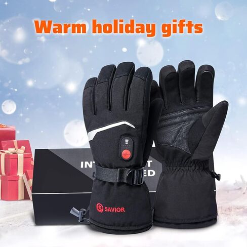 قفازات التزلج Sun Will Heated للرجال، متوافقة مع شاشة اللمس، قفازات مقاومة للماء للرياح للتزلج، دفء طويل الأمد للرياضات الشتوية والاستخدام الخارجي (S) in Kuwait