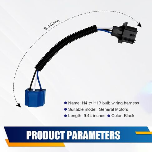 قطعتان من محول سرج الأسلاك H4 إلى H13، مجموعة كابل تحويل المصباح الأمامي المقاوم للماء، سرج أسلاك الضوء للذكور والإناث في السيارة، ملحقات عالمية لمعظم الدراجات النارية للسيارات (أزرق) in Kuwait