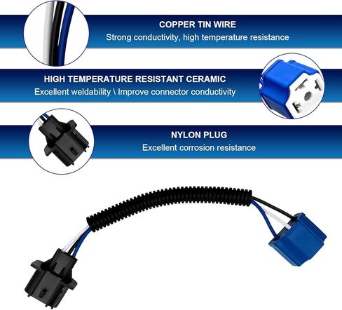 قطعتان من محول سرج الأسلاك H4 إلى H13، مجموعة كابل تحويل المصباح الأمامي المقاوم للماء، سرج أسلاك الضوء للذكور والإناث في السيارة، ملحقات عالمية لمعظم الدراجات النارية للسيارات (أزرق) in Kuwait