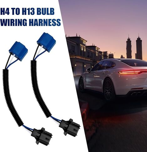 قطعتان من محول سرج الأسلاك H4 إلى H13، مجموعة كابل تحويل المصباح الأمامي المقاوم للماء، سرج أسلاك الضوء للذكور والإناث في السيارة، ملحقات عالمية لمعظم الدراجات النارية للسيارات (أزرق) in Kuwait