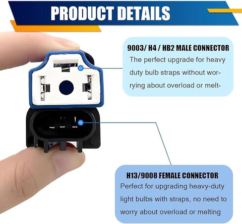 قطعتان من محول سرج الأسلاك H4 إلى H13، مجموعة كابل تحويل المصباح الأمامي المقاوم للماء، سرج أسلاك الضوء للذكور والإناث في السيارة، ملحقات عالمية لمعظم الدراجات النارية للسيارات (أزرق) in Kuwait