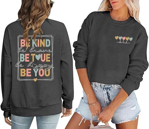 Be Kind Sweatshirt For Women Teacher Positive Message Fall Shirt Mental Health Graphic Tops in Kuwait