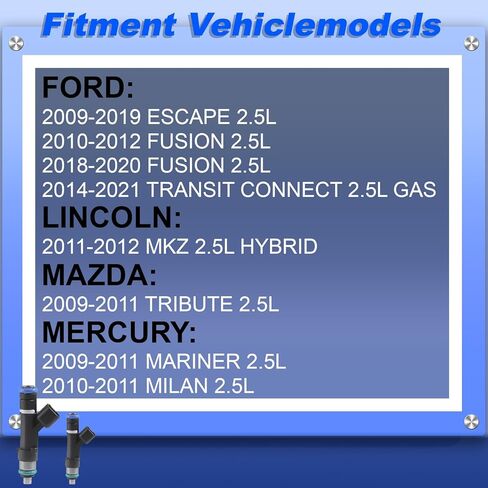 حاقن الوقود FJ999 مناسب لـ 2009-2019 Ford Escape 2.5L، لـ 2010-2012 و2018-2020 Fusion 2.5L، لـ 2014-2021 Ford Transit Connect 2.5L Gas، لـ 2011-2012 Lincoln MKZ 2.5L Hybrid Replace# 0280158162 in Kuwait