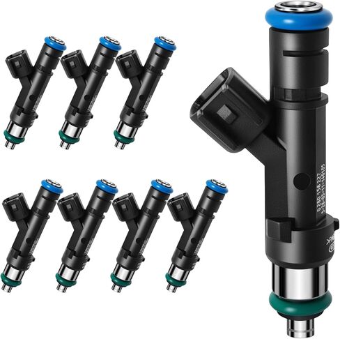 Upgraded 4 Holes GAS Fuel Injectors Fit For Ford: F150 5.0L 2011-2017, Mustang 5.0L 2011-2017, Mustang 5.2L 2015-2020, OEM # 0280158227, BR3Z9F593A, FJ1132, 62408 (8 Pcs) in Kuwait