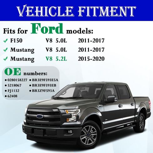 Upgraded 4 Holes GAS Fuel Injectors Fit For Ford: F150 5.0L 2011-2017, Mustang 5.0L 2011-2017, Mustang 5.2L 2015-2020, OEM # 0280158227, BR3Z9F593A, FJ1132, 62408 (8 Pcs) in Kuwait