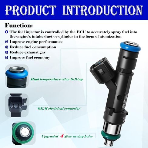 Upgraded 4 Holes GAS Fuel Injectors Fit For Ford: F150 5.0L 2011-2017, Mustang 5.0L 2011-2017, Mustang 5.2L 2015-2020, OEM # 0280158227, BR3Z9F593A, FJ1132, 62408 (8 Pcs) in Kuwait