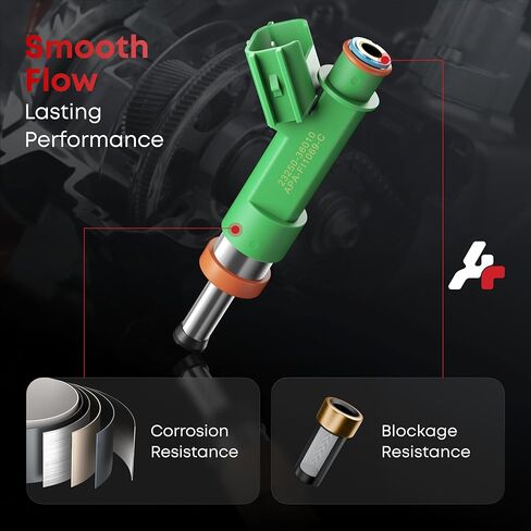 12 Holes Fuel Injectors Set of 4, Compatible with Toyota Camry 2010-2017, RAV4 2009-2018, Highlander, Sienna Avalon Venza, Scion tC, Lexus ES300h NX300h-L4 2.5L 2.7L, Replace 23250-36010 in Kuwait