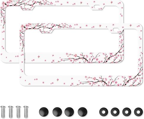 Black Leopard Print License Plate Frame 2 Pcs Beautiful Cheetah License Plate Holder Rustproof Aluminum Car Accessories with 2 Holes and Screws Fits Standard US CA Vehicles 12.2X6.3 in in Saudi Arabia