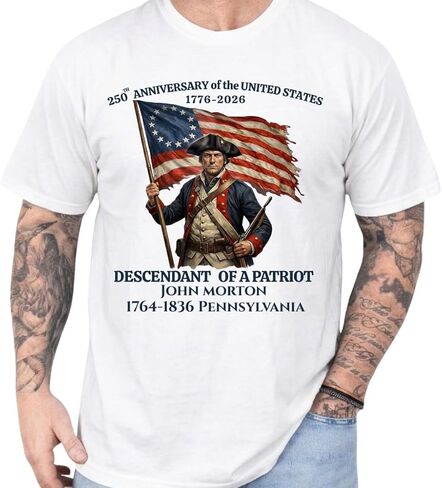 Custom Descendant of a Patriot Shirt, Personalized Daughters and Sons of the American Revolution T-Shirt, USA 250th Tee in Saudi Arabia