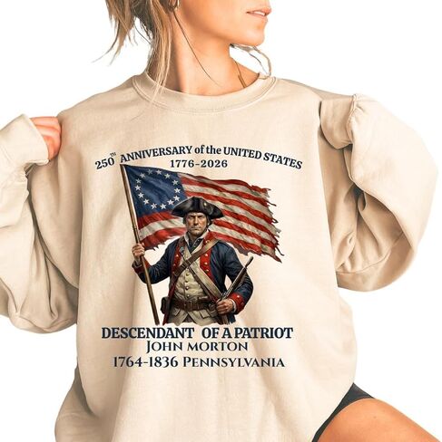 Custom Descendant of a Patriot Shirt, Personalized Daughters and Sons of the American Revolution T-Shirt, USA 250th Tee in Saudi Arabia