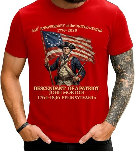 Custom Descendant of a Patriot Shirt, Personalized Daughters and Sons of the American Revolution T-Shirt, USA 250th Tee in Saudi Arabia