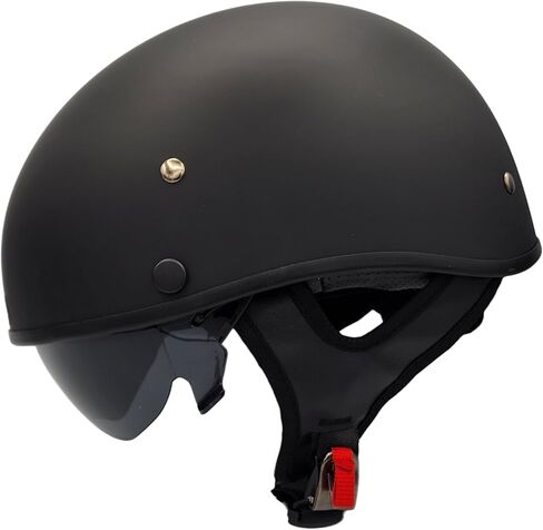 Vega Helmets 7800-055 Warrior Motorcycle Half Helmet with Sunshield for Men & Women, Adjustable Size Dial DOT Half Face Skull Cap for Bike Cruiser Chopper Moped Scooter ATV (X-Large, Matte Black) in Kuwait