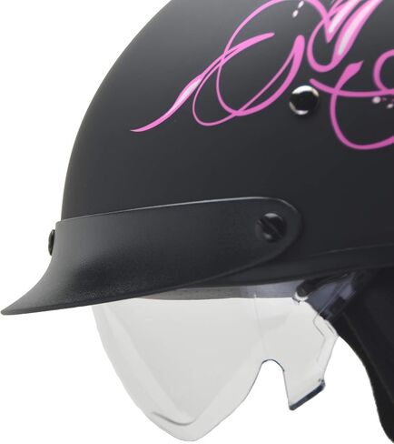 Vega Helmets 7800-055 Warrior Motorcycle Half Helmet with Sunshield for Men & Women, Adjustable Size Dial DOT Half Face Skull Cap for Bike Cruiser Chopper Moped Scooter ATV (X-Large, Matte Black) in Saudi Arabia