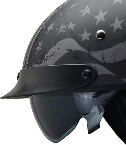 Vega Helmets 7800-055 Warrior Motorcycle Half Helmet with Sunshield for Men & Women, Adjustable Size Dial DOT Half Face Skull Cap for Bike Cruiser Chopper Moped Scooter ATV (X-Large, Matte Black) in Saudi Arabia