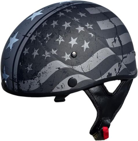 Vega Helmets 7800-055 Warrior Motorcycle Half Helmet with Sunshield for Men & Women, Adjustable Size Dial DOT Half Face Skull Cap for Bike Cruiser Chopper Moped Scooter ATV (X-Large, Matte Black) in Saudi Arabia