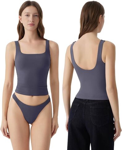 SUUKSESS Women Padded Backless Square Neck Tank Top Summer Double Lined Going Out Crop Tops in Saudi Arabia