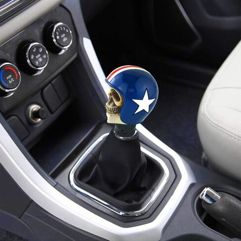 Arenbel Skull Racing Car Gear Stick Lever Shifter Knob Pilot Skeleton Speed Shift Handle Replacement Fit Most MT Auto Vehicles, Blue in Saudi Arabia