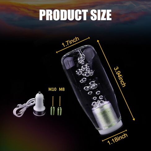1 PC Car LED Light-Emitting Crystal Gear Shift Head, 3.93" Colorful Light Crystal Bubble Gear Head, Personalized Wave Stick Head, Decorative Modification Accessories, for Cars (Transparent) in Kuwait