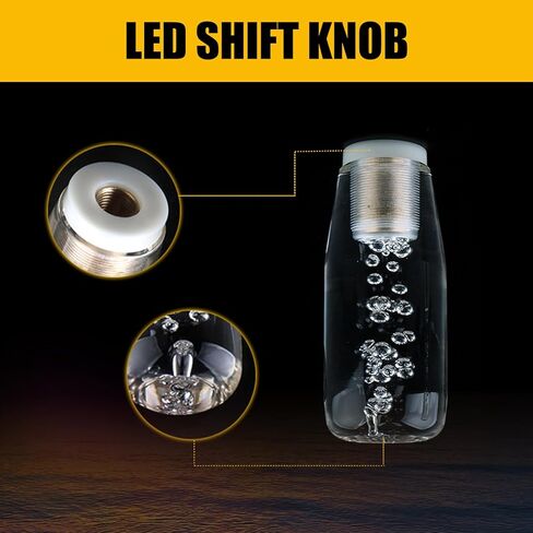 1 PC Car LED Light-Emitting Crystal Gear Shift Head, 3.93" Colorful Light Crystal Bubble Gear Head, Personalized Wave Stick Head, Decorative Modification Accessories, for Cars (Transparent) in Kuwait