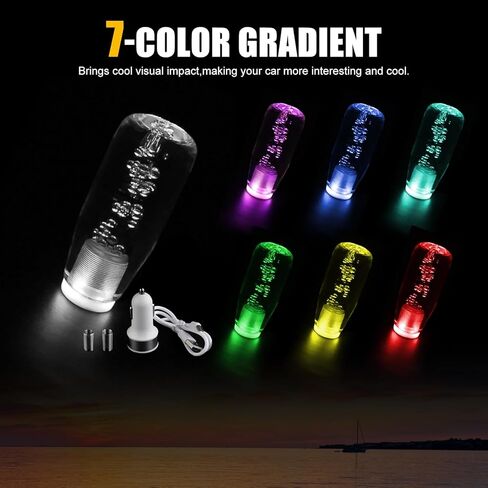 1 PC Car LED Light-Emitting Crystal Gear Shift Head, 3.93" Colorful Light Crystal Bubble Gear Head, Personalized Wave Stick Head, Decorative Modification Accessories, for Cars (Transparent) in Kuwait