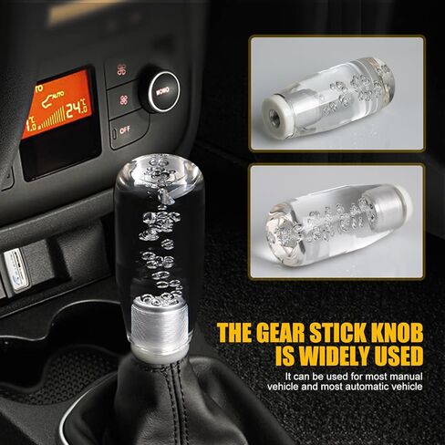 1 PC Car LED Light-Emitting Crystal Gear Shift Head, 3.93" Colorful Light Crystal Bubble Gear Head, Personalized Wave Stick Head, Decorative Modification Accessories, for Cars (Transparent) in Kuwait