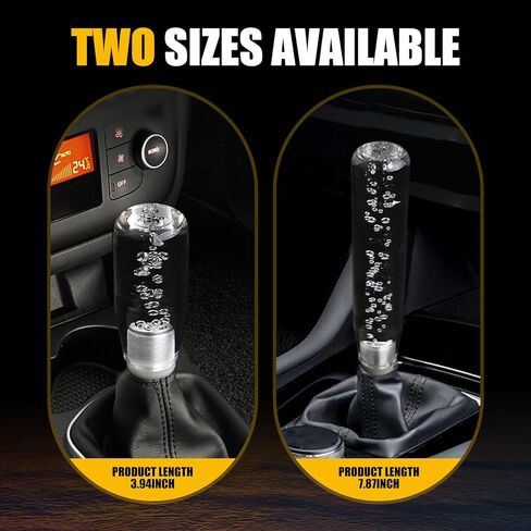 1 PC Car LED Light-Emitting Crystal Gear Shift Head, 3.93" Colorful Light Crystal Bubble Gear Head, Personalized Wave Stick Head, Decorative Modification Accessories, for Cars (Transparent) in Kuwait