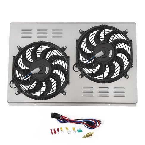 Radiator Shroud&Fans Set Compatible with 1970-1981 Pontiac Firebird Trans Am Formula Esprit Base Coupe 2-Door w/Eletric Fans Relay Wiring Harness kit in Kuwait
