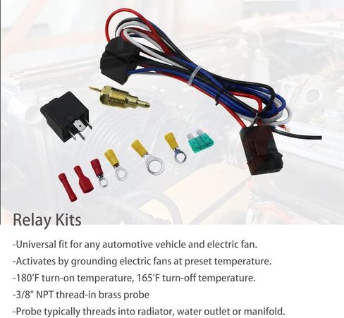 Radiator Shroud&Fans Set Compatible with 1970-1981 Pontiac Firebird Trans Am Formula Esprit Base Coupe 2-Door w/Eletric Fans Relay Wiring Harness kit in Kuwait