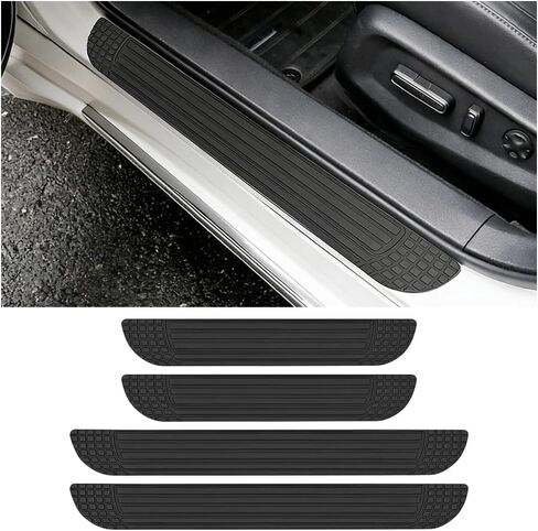 4PCS Car Door Sill Protector, Scratch-Proof Vehicle Front Rear Door Entry Step Guard Protective Sticker, Automotive Edge Threshold Protection Strip Decor, Universal for SUV Van Sedan (Black) in Saudi Arabia
