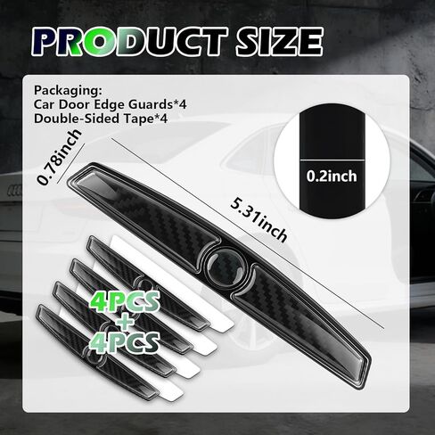 4PCS Carbon Fiber Car Door Edge Guards,Thicker Stylish Car Door Protector Edge Guard with Shark Blade Shape for Anti-Scratch Protection,Self-Adhesive Doors Guards for Cars in Kuwait
