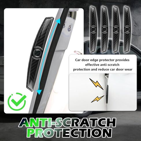 4PCS Carbon Fiber Car Door Edge Guards,Thicker Stylish Car Door Protector Edge Guard with Shark Blade Shape for Anti-Scratch Protection,Self-Adhesive Doors Guards for Cars in Kuwait