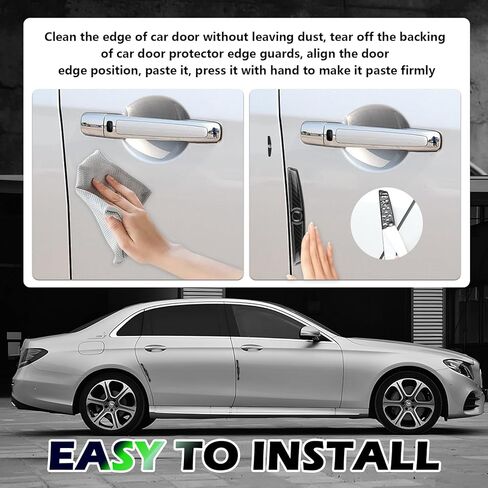 4PCS Carbon Fiber Car Door Edge Guards,Thicker Stylish Car Door Protector Edge Guard with Shark Blade Shape for Anti-Scratch Protection,Self-Adhesive Doors Guards for Cars in Kuwait