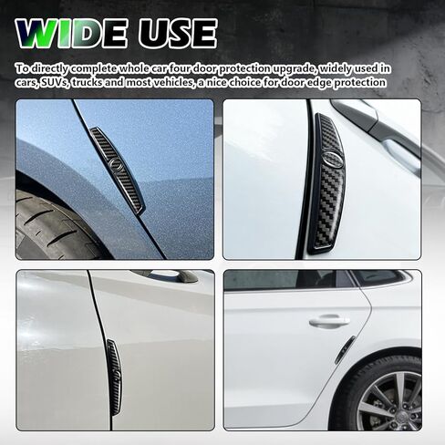 4PCS Carbon Fiber Car Door Edge Guards,Thicker Stylish Car Door Protector Edge Guard with Shark Blade Shape for Anti-Scratch Protection,Self-Adhesive Doors Guards for Cars in Kuwait