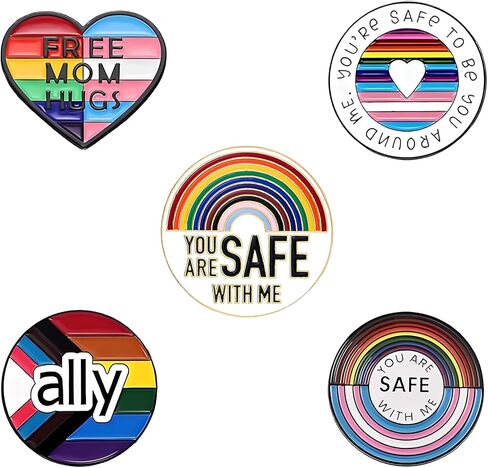 5PCS Pride Pins for Women Men LGBT Flag Pins Pack Rainbow Flag Pin Trans Lapel Pin for LGBTQ Pride Accessories Stuff Rainbow Jewelry Gifts in Kuwait