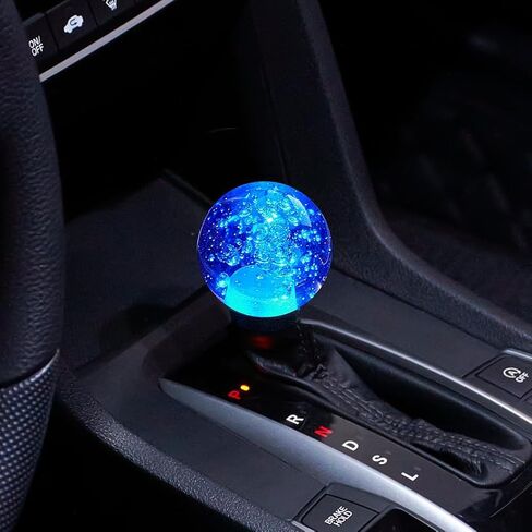 مقبض ناقل الحركة الكريستالي الزجاجي LED من Blueshyhall، مقبض رافعة ناقل الحركة متدرج متعدد الألوان لرأس رافعة عصا السيارة في/MT (نمط النجمة) in Kuwait