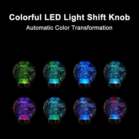 مقبض ناقل الحركة الكريستالي الزجاجي LED من Blueshyhall، مقبض رافعة ناقل الحركة متدرج متعدد الألوان لرأس رافعة عصا السيارة في/MT (نمط النجمة) in Kuwait
