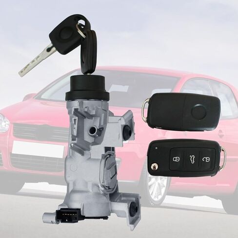 Ignition Switch Lock Cylinder Assembly with Intelligent Key Shell Compatible with VW Jetta 2006-2018 for Eos 2007-2011 for Golf 2004-2011 for Rabbit 2006-2009 Replace 1k0905851b 1K0905851 in Kuwait