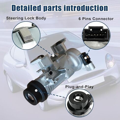 Ignition Switch Lock Cylinder Assembly with Intelligent Key Shell Compatible with VW Jetta 2006-2018 for Eos 2007-2011 for Golf 2004-2011 for Rabbit 2006-2009 Replace 1k0905851b 1K0905851 in Kuwait