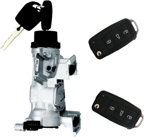 Ignition Switch Lock Cylinder Assembly with Intelligent Key Shell Compatible with VW Jetta 2006-2018 for Eos 2007-2011 for Golf 2004-2011 for Rabbit 2006-2009 Replace 1k0905851b 1K0905851 in Kuwait