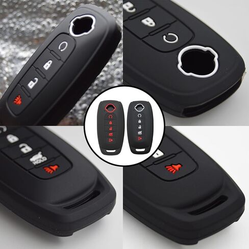 2 حزمة غطاء مفتاح Fob لعام 2023 2024 2025 Nissan Rogue Pathfinder Sentra، حافظة حماية مطاطية لمفتاح التحكم عن بعد، حافظة مفاتيح من السيليكون الناعم بـ 5 أزرار مع 2 سلسلة مفاتيح وحلقات، أسود in Kuwait