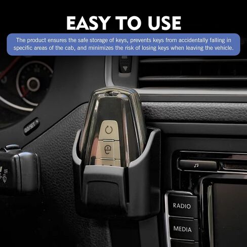 Car Key Fob Holder, Mini Key Card Organizer Box for Dashboard, Self-Adhesive Key Mount Organizers, Interior Storage Holder, Universal Gifts for Most Cars (Black) in Kuwait