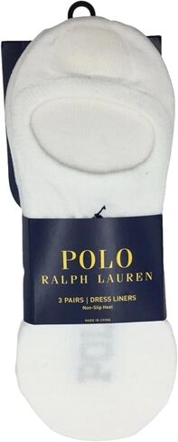 POLO RALPH LAUREN Mens No Show Liner Socks, White, Shoe Size 6-12 1/2 in Saudi Arabia