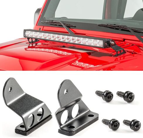 Quadratec Hood Mount Light Bracket - Fits Jeep Wrangler JK & JKU 2007-2018 - Bolt-On Installation - Universal Fit to Accommodate Most 26" LED Light Bars in Kuwait