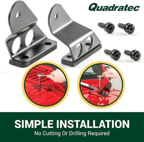 Quadratec Hood Mount Light Bracket - Fits Jeep Wrangler JK & JKU 2007-2018 - Bolt-On Installation - Universal Fit to Accommodate Most 26" LED Light Bars in Kuwait