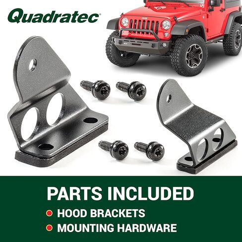 Quadratec Hood Mount Light Bracket - Fits Jeep Wrangler JK & JKU 2007-2018 - Bolt-On Installation - Universal Fit to Accommodate Most 26" LED Light Bars in Kuwait