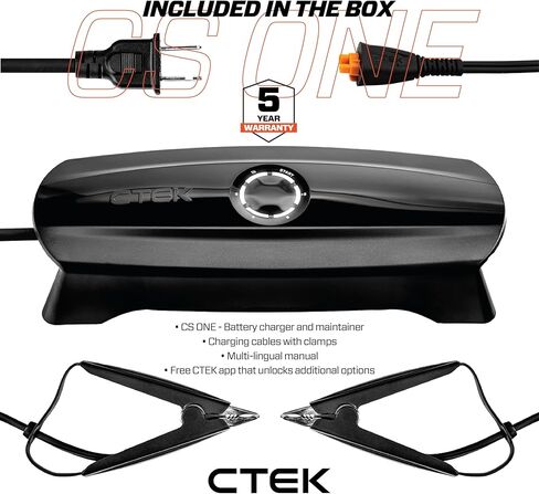 CTEK 40-704 CS ONE (Gen 2) with WiFi, 12V Smart Battery Charger and Trickle Charger with App Control, Remote Monitoring, Adaptive Charging and Polarity-Free Clamps for Cars and Motorcycles in Kuwait