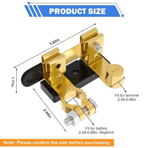 Top Post Battery Disconnect Switch 12V 24V, Knife Blade Battery Cut Off Switch Power Isolator for Car Marine Boat RV ATV (Negative, Vertical) in Kuwait