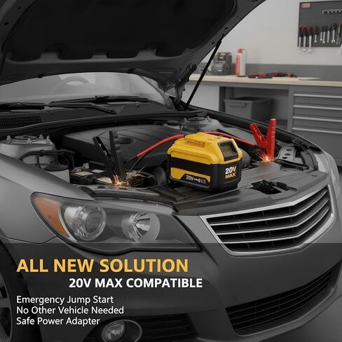 كابلات توصيل 2FT للسيارة مع محول، سلك سيليكون 8AWG مشبك التمساح، كابل توصيل السيارة، يستخدم لبدء تشغيل بطاريات السيارة أو الأدوات، متوافق مع بطاريات DE.Walt 20V. in Kuwait